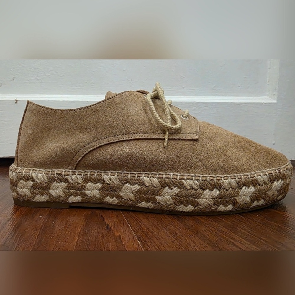 Anthropologie Tan Suede Espadrille Platform Shoe
